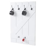 thumbnail of Tassenhalter HWC-D13, Hängeregal Tassenbrett Wandboard, 6 Haken 91x60cm ~ weiß lackiert