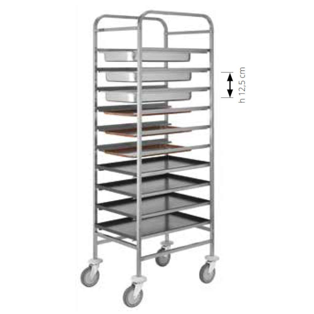 GN-Tablett- und Schalenwagen - 10 Tabletts 60x40 oder GN1/1 Tabletts 65(h) mm