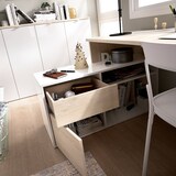 thumbnail of Dmora Scrivania Gardena, Scrittoio multiposizione da ufficio o cameretta, Tavolo da studio angolare multiuso, 139x92h75 cm, Bianco e Rovere