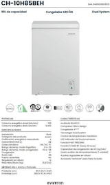 thumbnail of INFINITON Arcón Congelador CH-15H85BEH, 143 L, 85 cm, Ciclico, E, Blanco