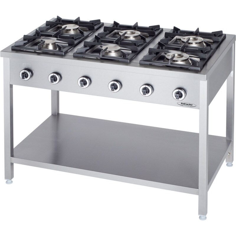 Cucina Professionale a Gas 6 Fuochi Kw 36,5 cm 120x70x90