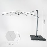 thumbnail of Guarda-sol de pêndulo redondo, tecido 300 cm, alumínio, cor bege, 250 cm