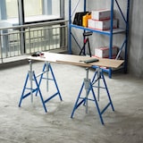 thumbnail of Set de 2 Caballetes Telescópicos Plegables con Altura Ajustable Caballetes de Sierra para Mesa y Trabajo de Bricolaje Carga 200 kg 68x58x80-130 cm