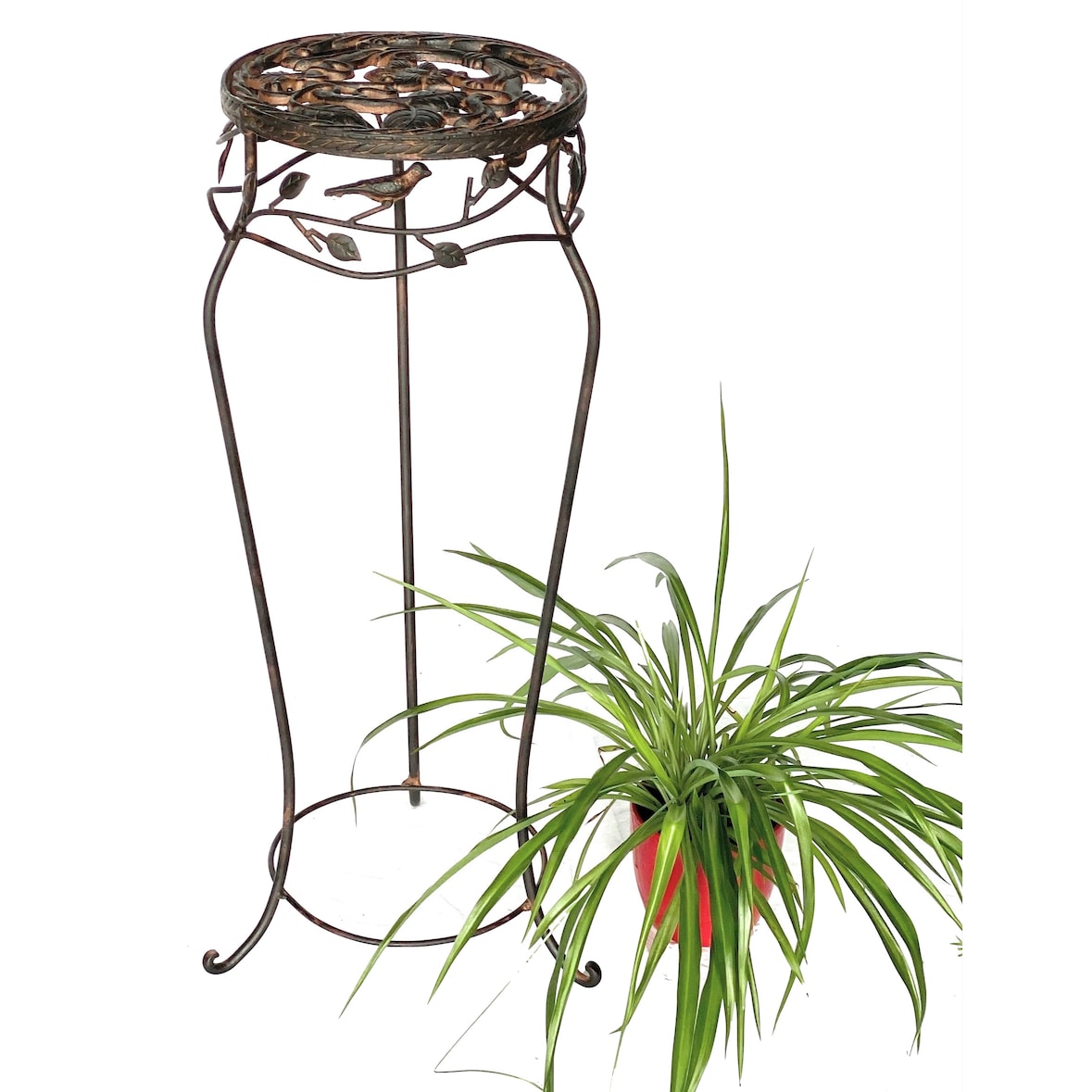 Blumenhocker Metall Schwarz Rund 78 cm Blumenständer 18215 Blumensäule Antik Pflanzenständer Pflanzenhocker Vintage