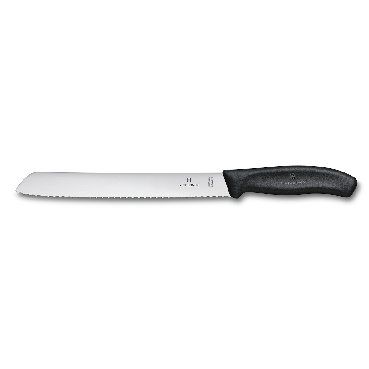 Victorinox Brotmesser Swiss Classic 21 cm, mit extra scharfem Wellenschliff, schwarz, Blister