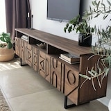 thumbnail of Dmora Fernsehschrank Dpatrici, Ständer für Wohnzimmerfernseher, Niedriges Wohnzimmer-Sideboard, TV-Ständerbasis, 170x30h40 cm, Nussbaum