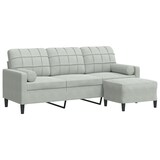 thumbnail of vidaXL 3-Sitzer-Sofa mit Hocker Hellgrau 180 cm Samt