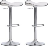 thumbnail of 2er Set Barhocker TANOR - Kunstleder Weiß 45x45x71 cm Silber | Barstuhl Höhenverstellbar Mit Lehne Drehbar Tresenhocker Tresenstuhl Kneipenhocker
