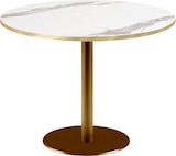 thumbnail of RestooTab - Tisch Rome XL goldmetallic Ø120cm Dekor weißer Marmor Kanten messingfarben