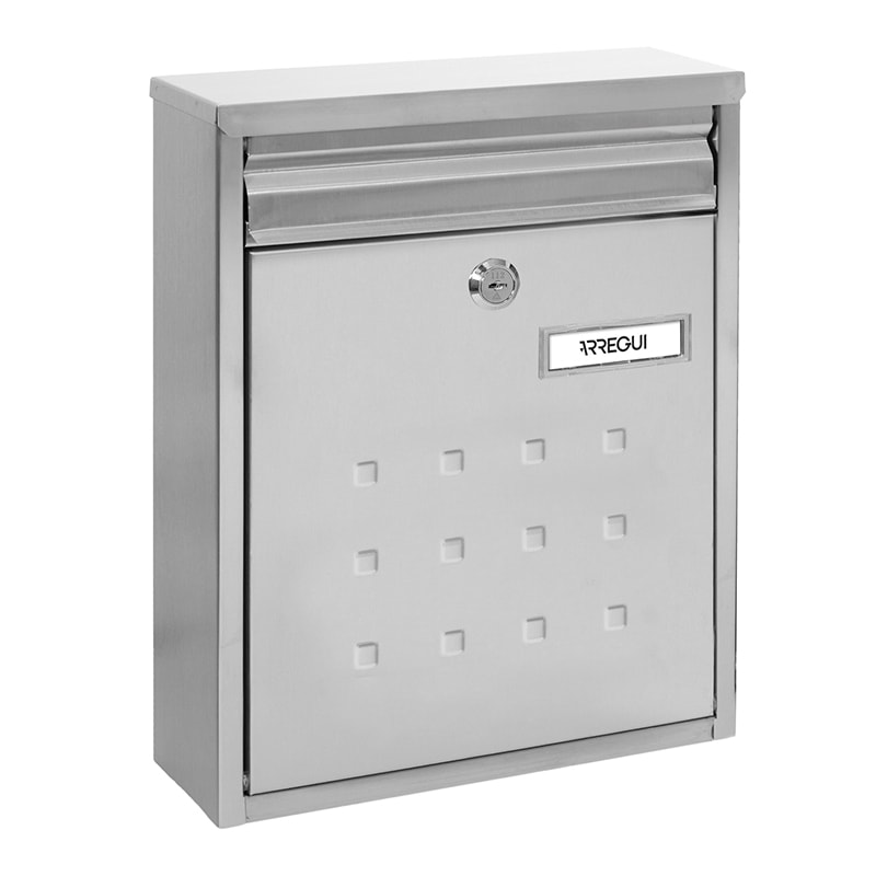 ARREGUI Dime V1327 Briefkasten aus Edelstahl, Größe M (DIN A4 Post), Gruppierbarer Wandbriefkasten für den Außenbereich, Schmal, Edelstahl