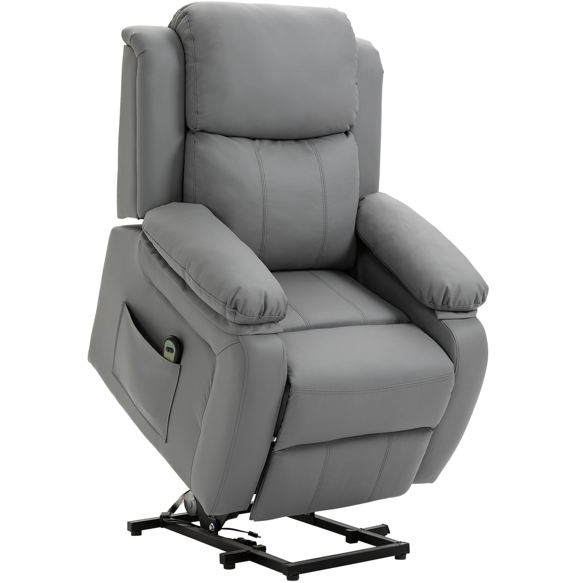 Sillón Relax Levanta Personas Auto-Ayuda con Control Remoto Reclinación Eléctrica 160° Reposapiés y Respaldo Tapizado en Cuero Sintético 76x90x105 cm