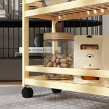 thumbnail of Servierwagen Küchenwagen Bambus Naturholz 55x20x75 cm mit 3 Ablagen Lamellenböden Griff und Rollen mit Bremsen platzsparend