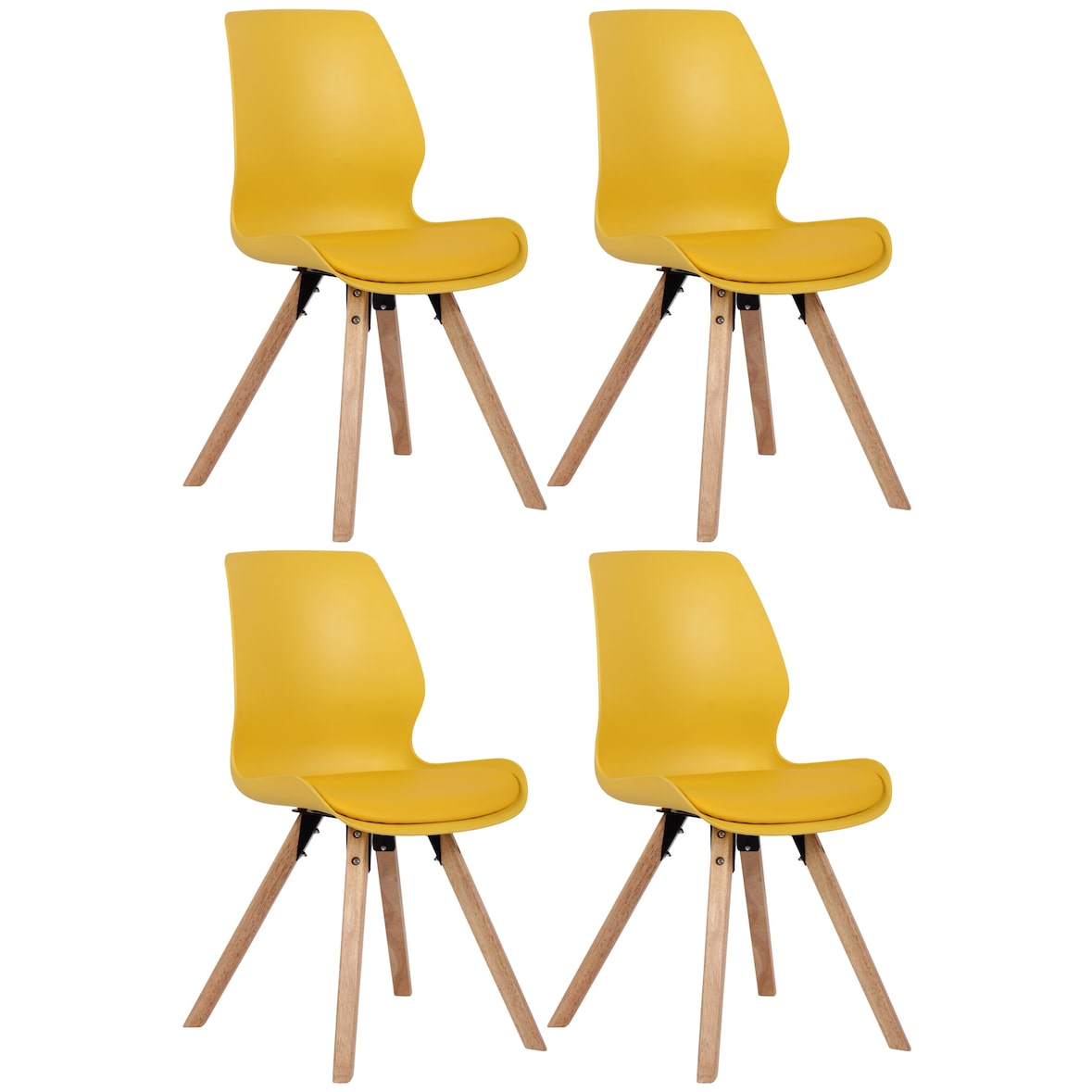 Set van 4 eetkamerstoelen Luna geel/Kunststof