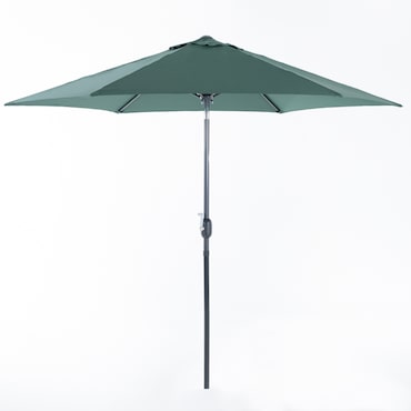 Guarda-sol de exterior para jardim, hexagonal, dobrável, inclinável, abertura com manivela, tecido em poliéster, estrutura alumínio Levante/Verde