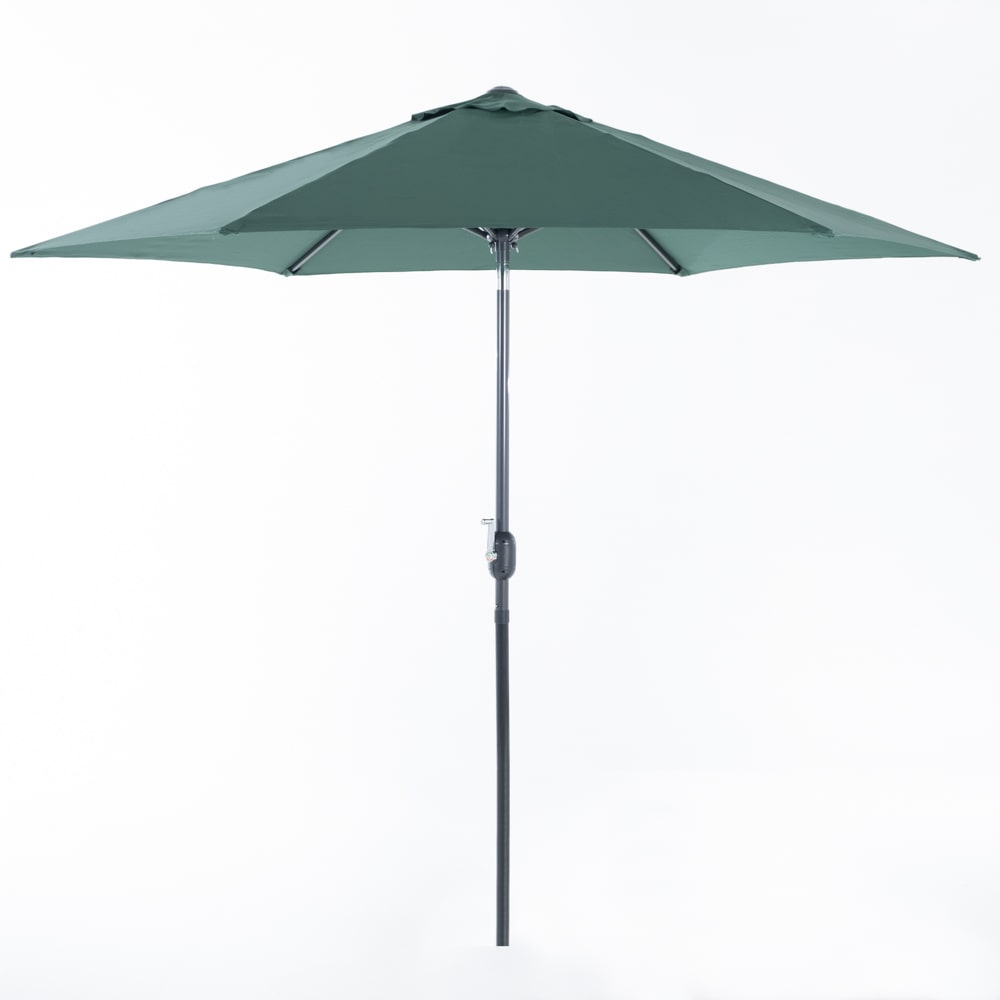 Guarda-sol de exterior para jardim, hexagonal, dobrável, inclinável, abertura com manivela, tecido em poliéster, estrutura alumínio Levante/Verde