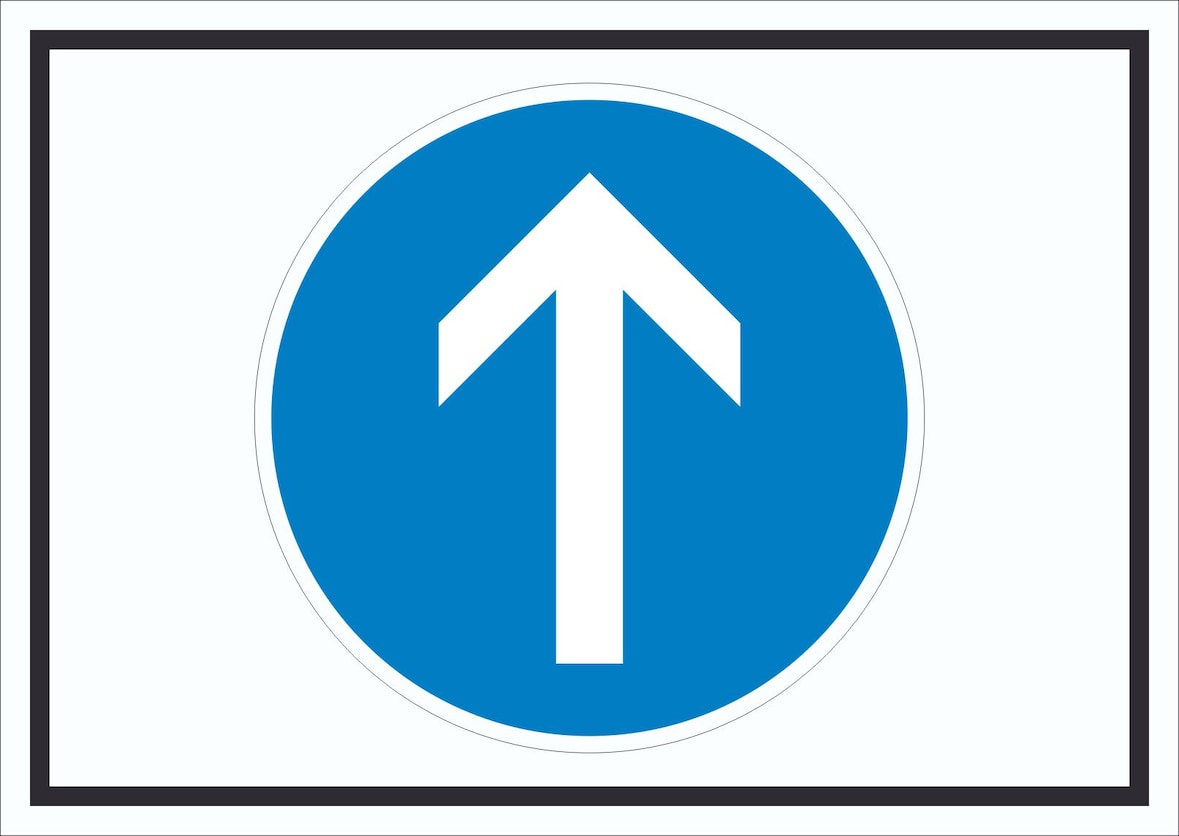 Schild Fahrtrichtung geradeaus Symbol A6 Rückseite selbstklebend