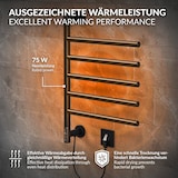 thumbnail of LuxeBath Elektrischer Handtuchwärmer Schwarz matt 75W, 5 schwenkbare Arme, 450x622 mm, 45–60°C, Timer