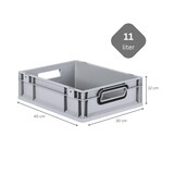 thumbnail of PROREGAL SuperSparSet 16x Eurobox NextGen Color mit Auflagedeckel & Verschlüsse, HxBxT 12x30x40cm, 11L, Grau, Griffe schwarz offen, Eurobehälter