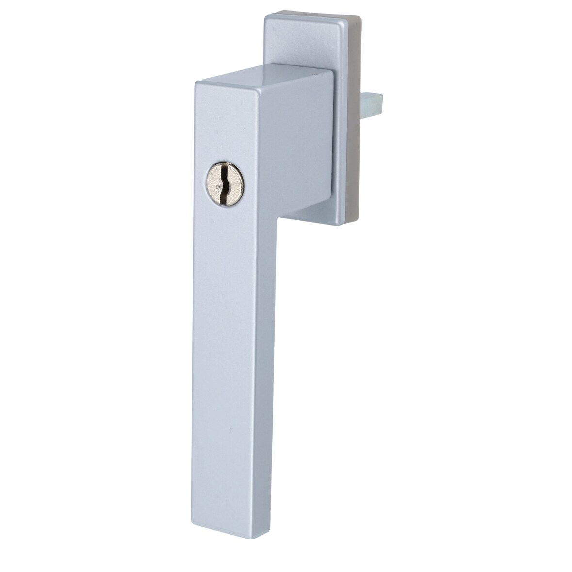 Eckiger Fenstergriff abschließbar mit Schlüssel Kindersicherung Silber