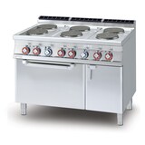 thumbnail of Cucina elettrica 6 piastre quadre con forno elettrico ventilato GN1/1. Struttura in acciaio Inox. Misure 120x70,5 h90 cm. Modello CFVQ6-712ETV