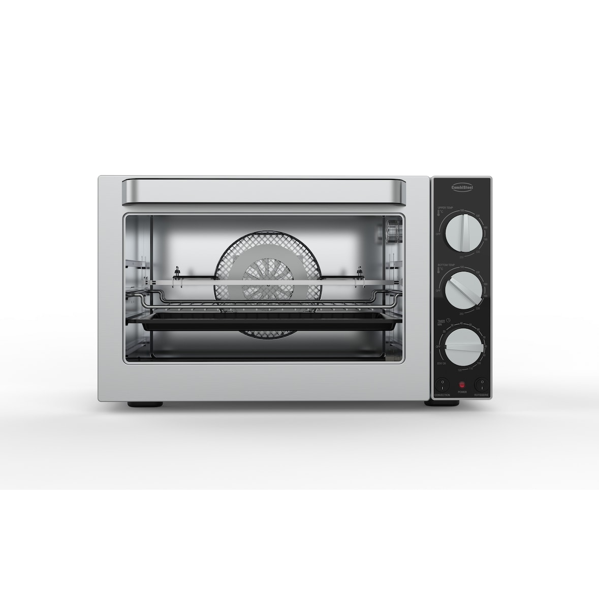 Horno eléctrico de convección con función de asador giratorio.