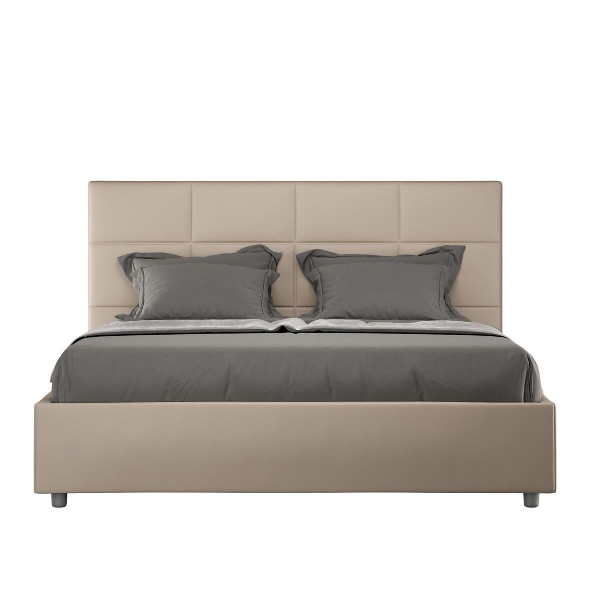 Letto senza rete imbottito 160x190 similpelle tortora Mika