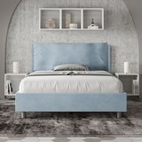 thumbnail of Cama con somier acolchada 140x200 microfibra azul claro Antea