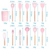 thumbnail of Intirilife 12-teiliges Küchenutensilien Set Silikon in Rosa - 12.5 x 32.5 cm - Kochbesteck mit Zange Schneebesen Pfannenwender Pinsel Schöpfkelle