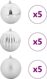 thumbnail of vidaXL Weihnachtskugel-Set 15 pcs Silber Kunststoff