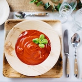 thumbnail of BIOZOYG 100 Stück tiefe Einwegteller Ø 23cm Suppenteller Palmblatt-Teller, Schale für Suppe und Eintöpfe, Partys und Catering, biologisch abbaubar