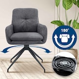 thumbnail of Décoshop26 - Esszimmerstuhl x1 komfortabel und modern mit Drehfunktion dunkelgrauer Stoffbezug Metallgestell 10_0007176