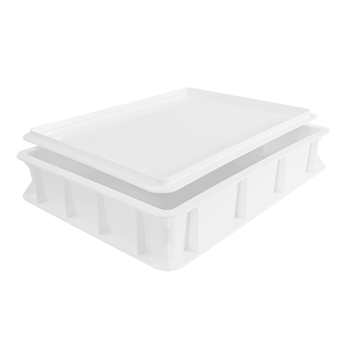 Pizza Lover Pizzaballenbox mit Deckel in weiß - Größe 30x40x7,5 cm Gärbox Teigballen Brotteig Hefeteig & Sauerteig Lebensmittel Box - Pizza Zubehör