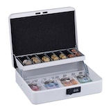 thumbnail of Relaxdays Geldkassette, 3-stellige Zahlenkombination, Münzeinsatz, Geldkasten Eisen, H x B x T: 8,5 x 30,5 x 25 cm, weiß