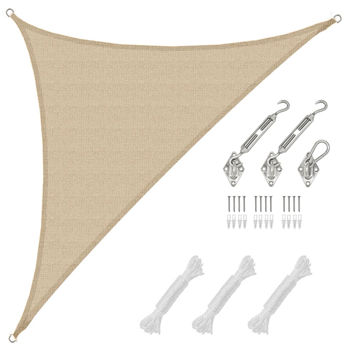 4,2x4,2x6 Sonnensegel Dreieckig Atmungsaktiv - Dreieck Segel mit Befestigung
