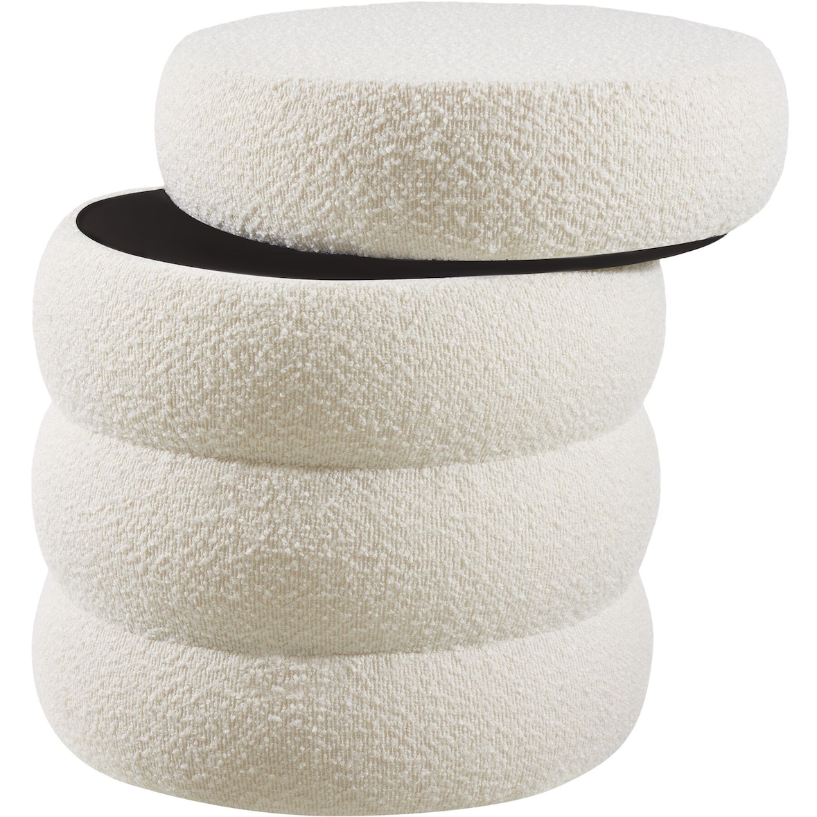 tectake Hocker Altu, gestoffeerd, opbergruimte - Bouclé crèmewit - 405227