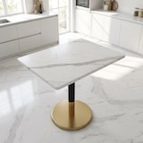 thumbnail of Esstisch MDF/Metall Weiß/Schwarz 80x60 cm mit Marmor-Optik