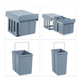 thumbnail of Relaxdays Einbaumülleimer Küche, Auszug, Müllsystem Unterschrank, 15 & 2x 8 l, Kunststoff, HBT 35,1 x 34,3 x 48 cm, grau