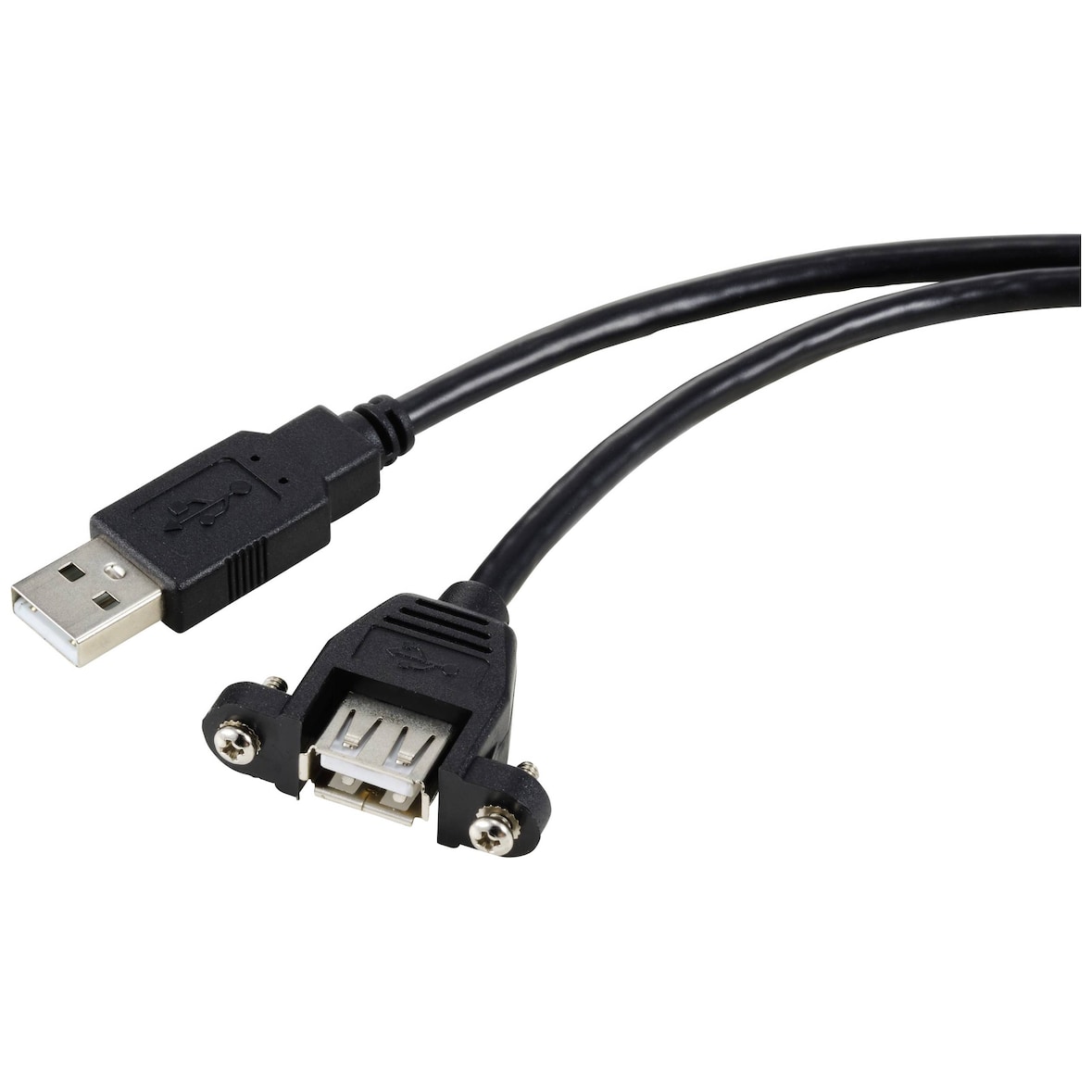 Renkforce USB-Kabel USB 2.0 USB-A Stecker, USB-A Buchse 1.00 m Schwarz für Einbau, schraubbar RF-572