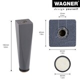 thumbnail of WAGNER Möbelbein KIEFER Holz eckig - 40 x 40 x 150 mm, grau, QuickClick® Filzgleiter Ø 30 mm, Gewinde Ø 10 mm - 12734001