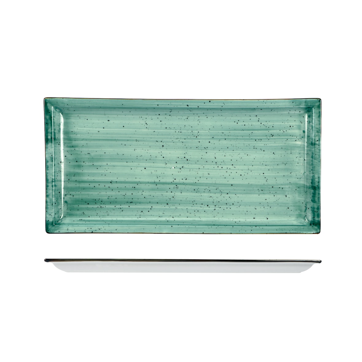 Lioness set 3 piatti rettangolari Justcolor in porcellana decorata color verde cm 35,6x18,2 H 2 HP9621-1096K2