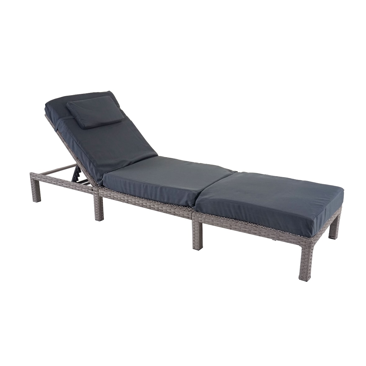 Poly-Rattan Sonnenliege HWC-A51, Relaxliege Gartenliege Liege ~ Premium grau, Kissen dunkelgrau