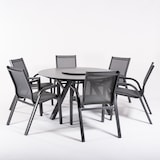 thumbnail of Conjunto de mesas e cadeiras de jardim, Redondo, Alumínio, Cor Antracite, Mesa: 135 cm de diâmetro Cadeiras: 56x66x90 cm de altura