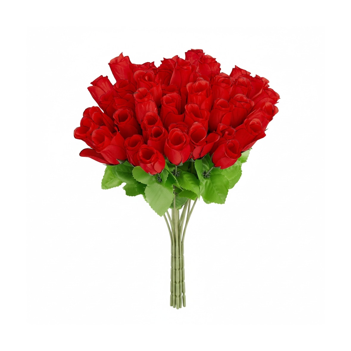 Relaxdays Kunstrosen rot, Kunstblumen, künstliche Dekoblumen, 48 Stück mit Stiel und Blättern, rote Köpfe, H: 26 cm, red