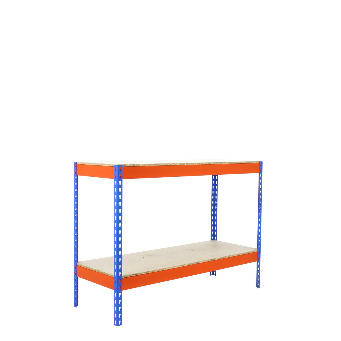 PROREGAL Schwerlastregal WOOD BEAST TWO | HxBxT 90x120x60cm | 2 Ebenen | Fachlast 600kg | Blau-Orange | Weitspannregal Werkstattregal Lagerregal