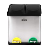 thumbnail of WellHome - Caixote do lixo ecológico 16 litros com 3 compartimentos (2x8L), cor Prateada - 31x26,5x39,5cm