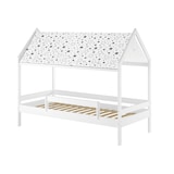 thumbnail of Weißes Himmelbett m Himmel u Fallschutz Kinderbett Hausbett 90x200 Massivholz Einzelbett weiteres Zubehör wählbar V-60.58-09W  Rollrost inkl.