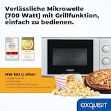 thumbnail of Exquisit Mikrowelle 20L, 1000 Watt Grill, 700 Watt, Einfache Bedienung, 25,5cm Drehteller, 5 Leistungsstufen, Timer, 2 Drehregler, MW 802G silber