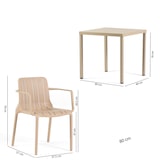 thumbnail of Set de comedor exterior Mesa cuadrada 80x80 cm y 4 sillas con reposabrazos, moderno, resistente, para terrazas, jardines - Zeno + Ginny - Caramelo