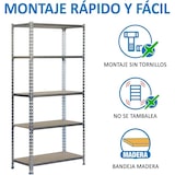 thumbnail of SimonRack Schwerlastregal 1800x900x300 mm, 5 Ebenen, Holzböden, 150 kg Tragkraft pro Ebene, Verzinkt - Maderclick