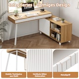 thumbnail of Merax Schreibtisch,  L-förmiger 160×120×76.5 cm, Eckschreibtisch mit 2 Schubladen & Schrank, MDF Bürotisch mit Stahlbeinen, Naturfarbe & Weiß